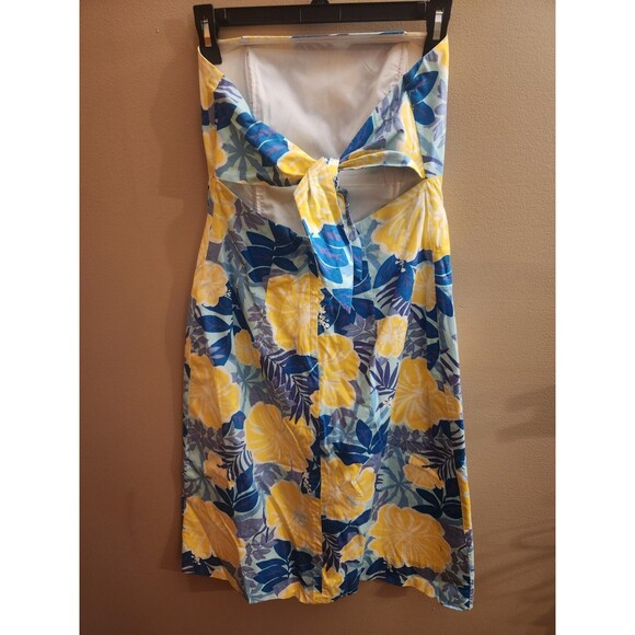 Vintage Lilly Pulitzer Tropical Blue Yellow White Sabrina Strapless Dress Size 6 - Picture 4 of 6